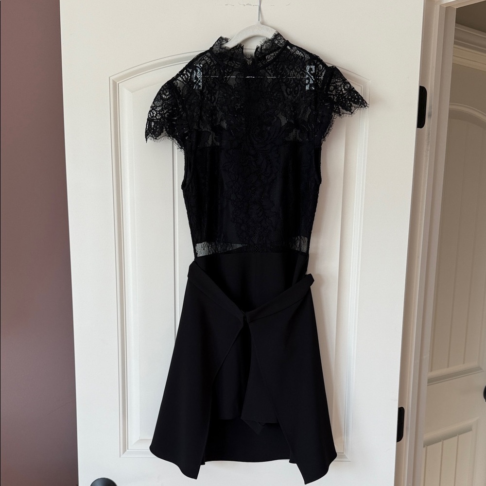 Alice + Olivia Black Lace Romper with Skirt